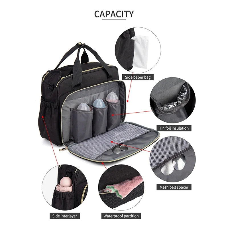 Multifunctional Maternity Stroller Diaper Bag Waterproof
