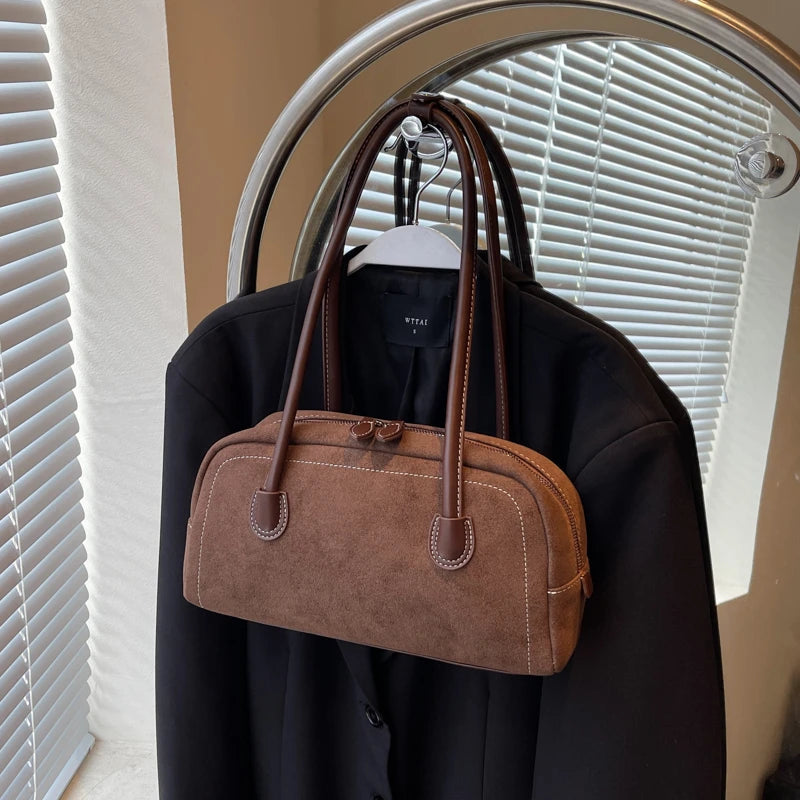  Women Shoulder Bag Multi Pocket Underarm Bag Faux Suede Tote Purse Zipper Satchel Bag Designer Brand Ladies Shoulder Bag