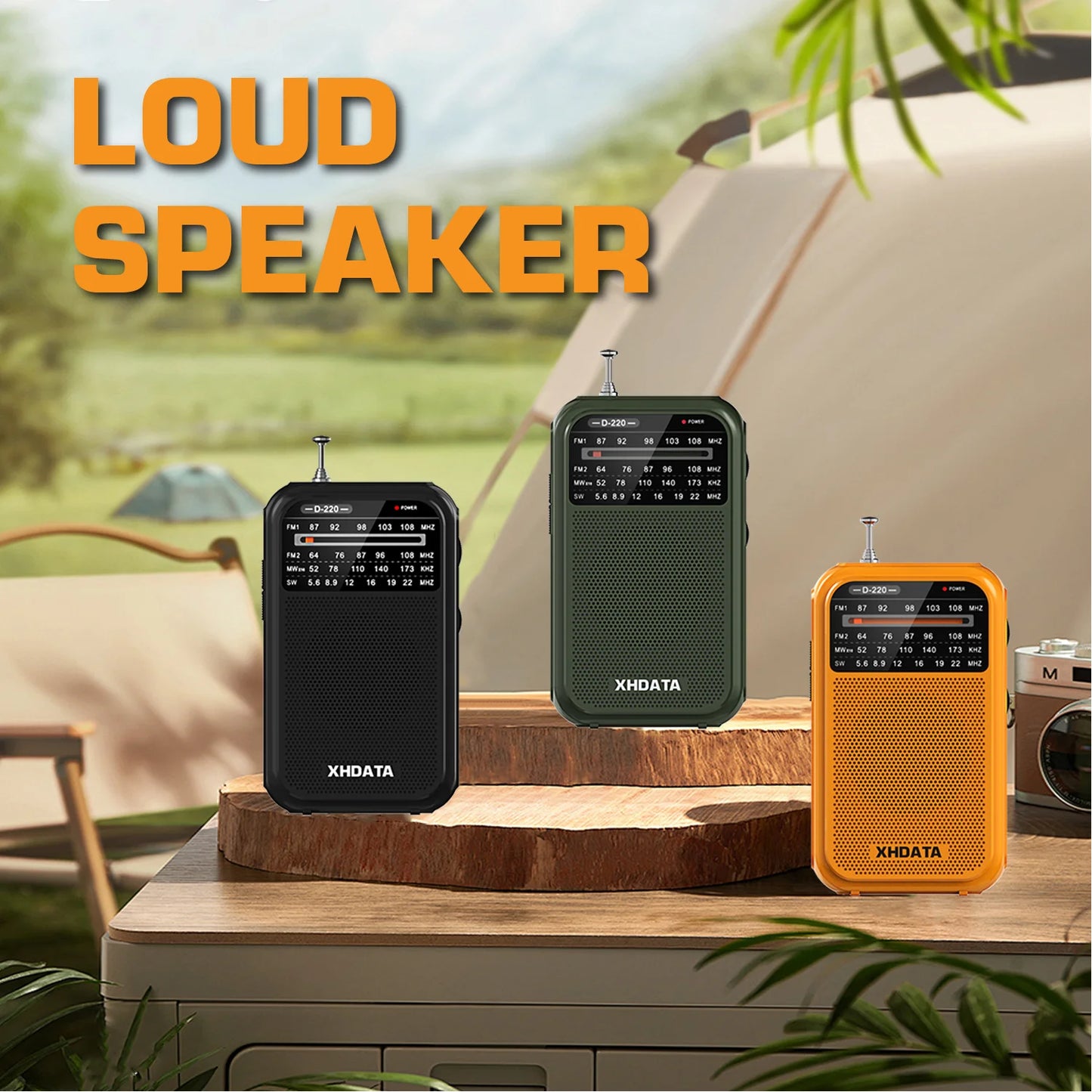 XHDATA D220 Vintage Retro Portable Pocket Radio FM 1-2 MW 9K 10K SW 4 Bands High Sensitivity DSP Digital Radio