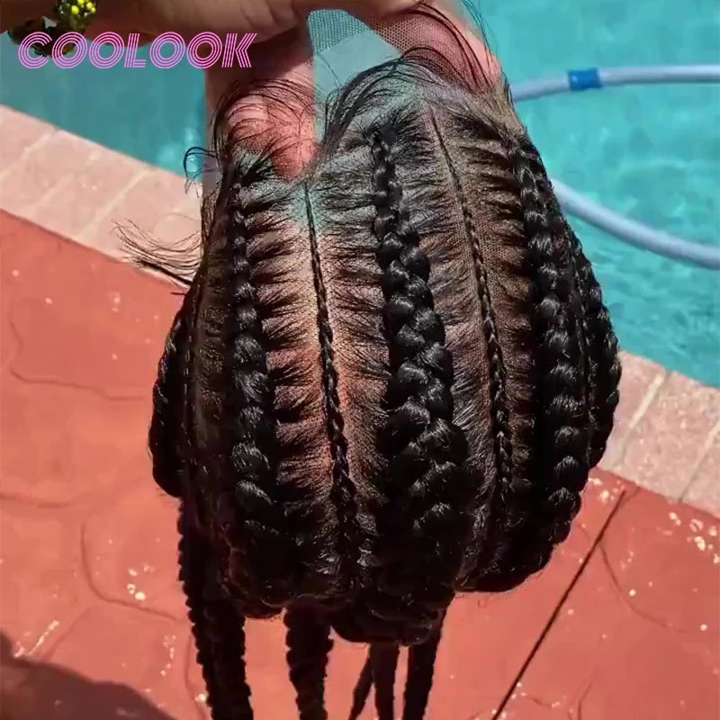 360 Full Lace Cornrow Braided Wigs For Black Women Synthetic Knotless 20 Inch Glueless Braided Wig With Baby Hair