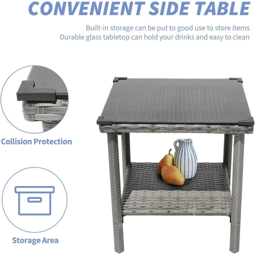 ANGDUO Outdoor Patio Furniture Set With Table And Ottomans