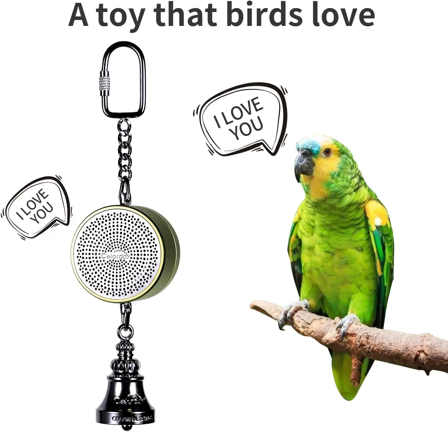 Parrot Toys for Teaching Training Bird Talking Coach Interactive Recording Playback Electronic Voice Chewing Tearing Bell