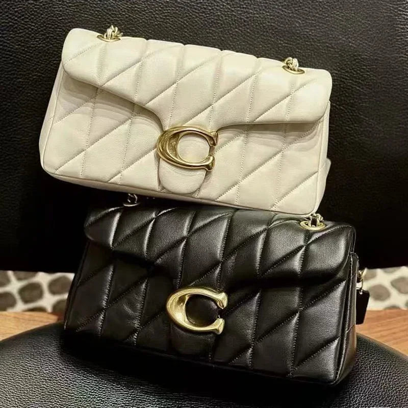 High Version Women's Sheepskin Striped Messenger Bag Luxury Leather Diaper Bag