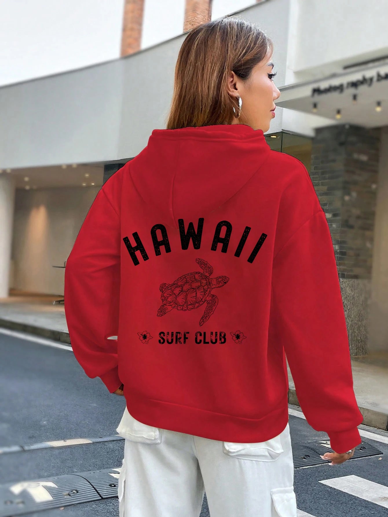 Hawall Surf Club Simple Letter Pattern Women's Hoodie Long Sleeve Pocket Sweatshirt Warm Pullover Fashion Clothing