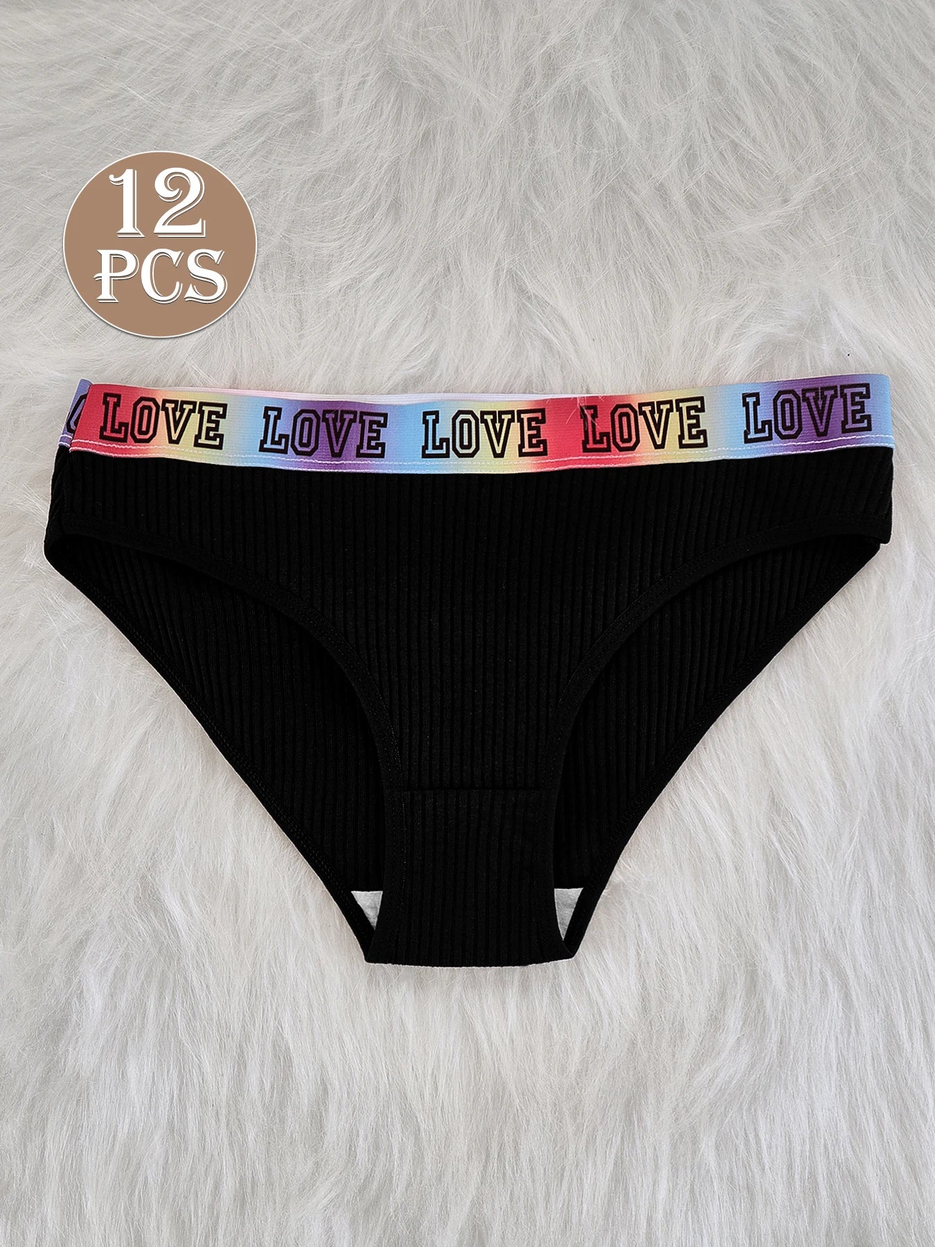 12 piece set of women's ribbed low waist triangle pants, soft and comfortable women's autumn and winter cotton underwear