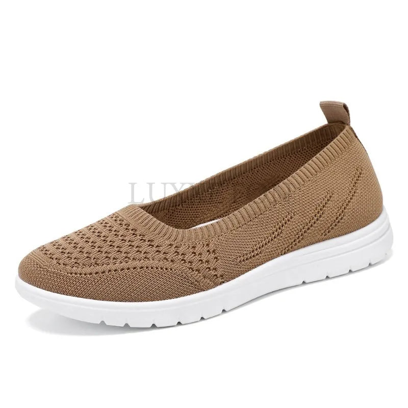 Women's Slip On Solid Color Mesh Casual Shoes Summer Fashion Breathable Non Slip Platform Sandals Flats Loafers