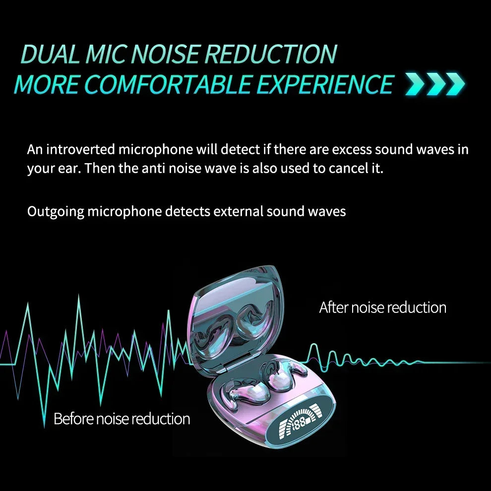 Sleep Bluetooth Headphones Noise Cancelling Wireless Music Sports TWS 538 Thin Earbuds with Digital Display