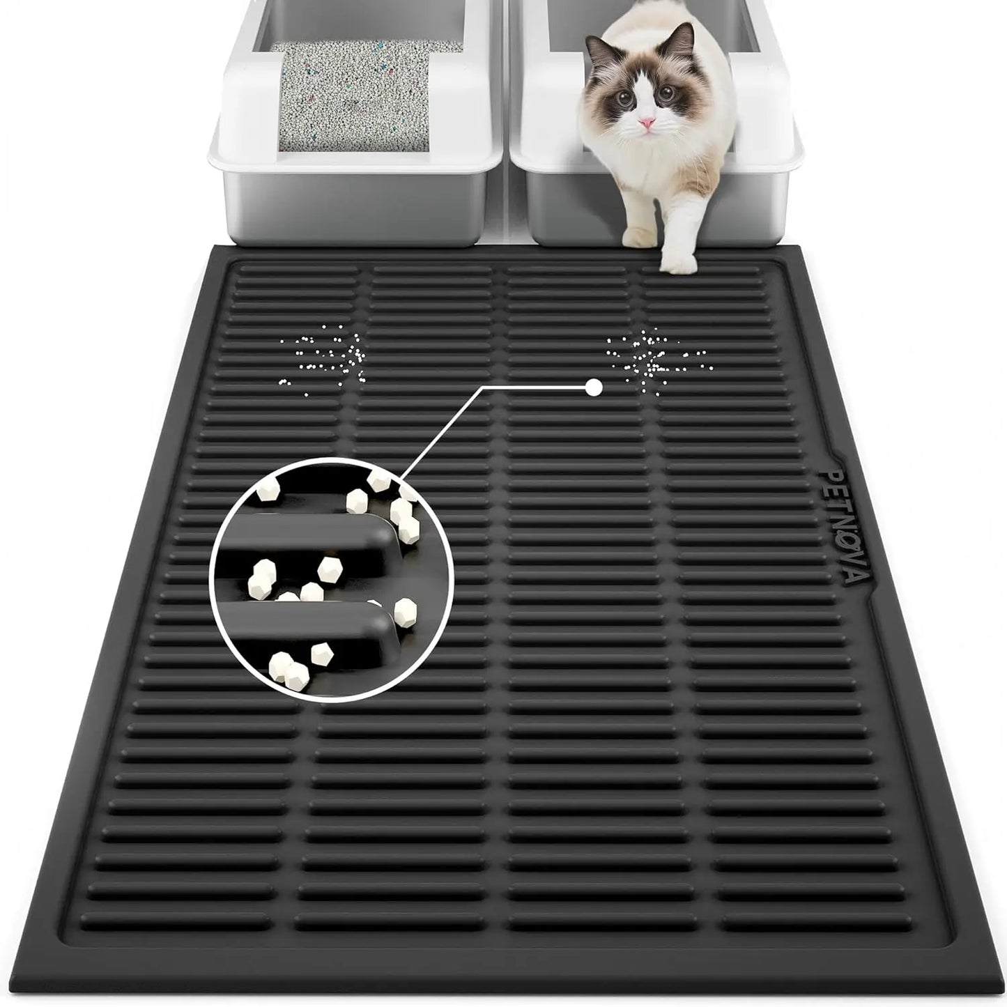 Large Litter Mat Cat Litter Trapping Mat Easy Clean Kitty Litter Catcher Mat 32 Inch x 21 Inch