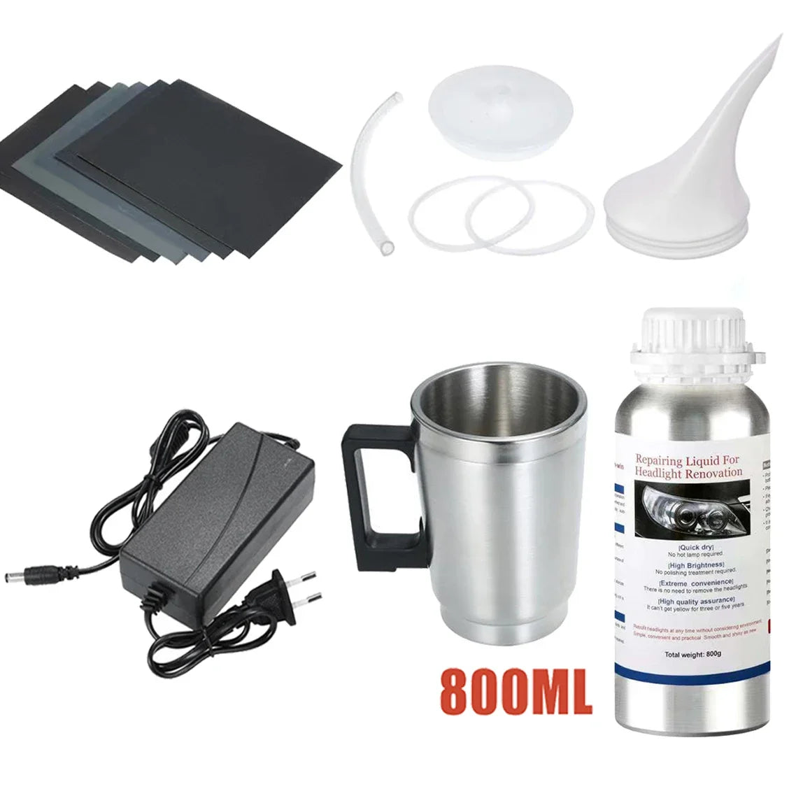 Car Headlight Polishing Kit 800ML Headlight Restoration Liquid Polymer Auto Headlamp Renovation Repair Clean Tool