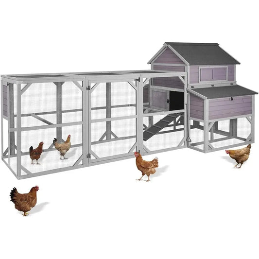 Spacious Wooden Chicken Coop with 6 Nesting Boxes, Removable Tray, Waterproof Roof, Suitable for 4-6 Hens