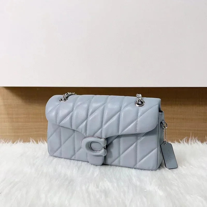 High Version Women's Sheepskin Striped Messenger Bag Luxury Leather Diaper Bag