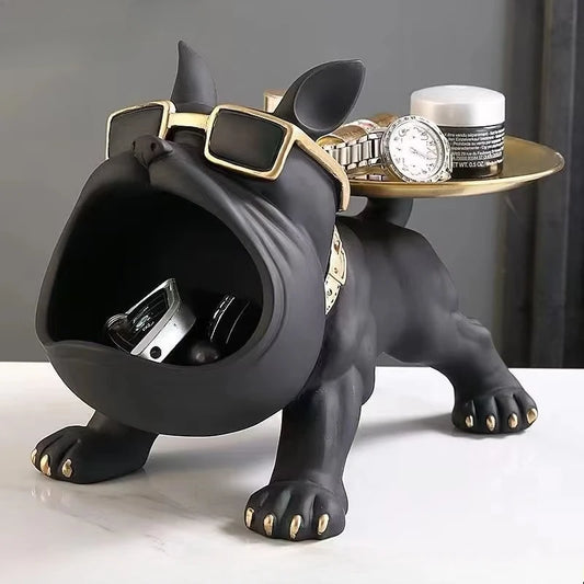 30cm Bulldog Figurine Dog Statue Storage Box Resin Craft Art Sculpture Home Decor Puppy Ornament