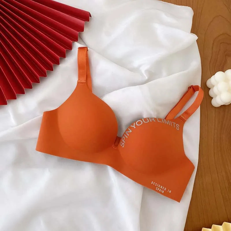 Summer Thin One Piece Seamless British Letter Bra No Wire Adjustable Underwear for Women