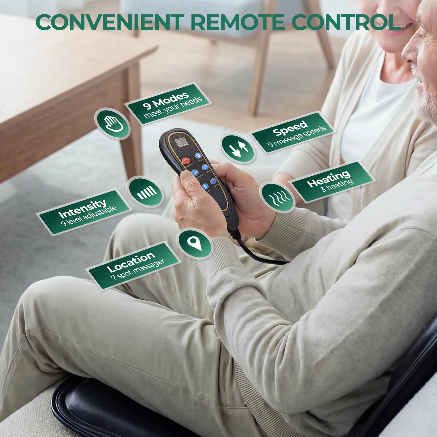 Massage Chair Pad with Heat, Back Massager Seat Cushion for Pain Relief, Chair Massage Pad for Office Home, Gifts for Men Women