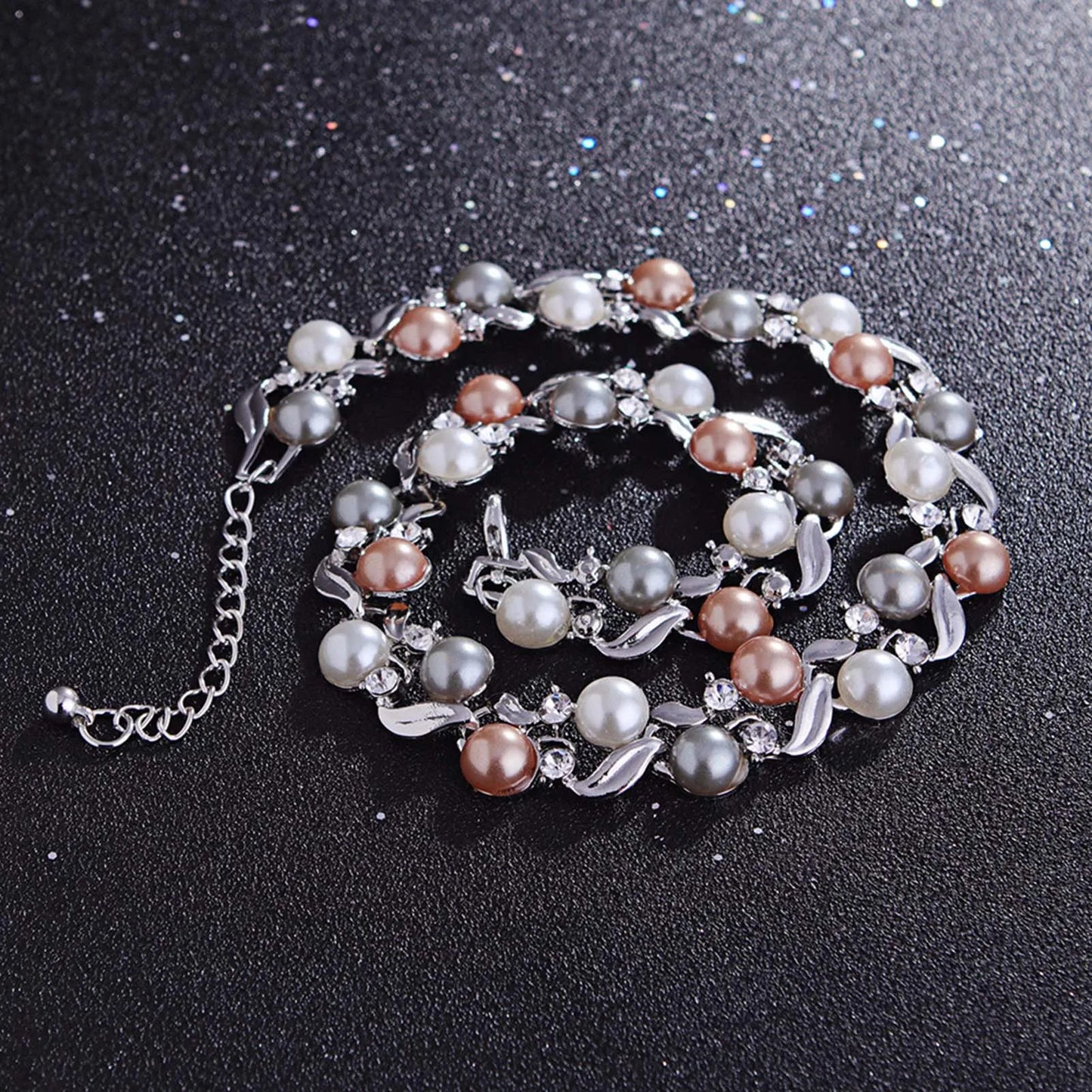 Imitation Pearl Necklace Jewelry set Dinner Banquet Jewelry Dress Necklace Earrings for Party Dating Shopping Wearing MIAO