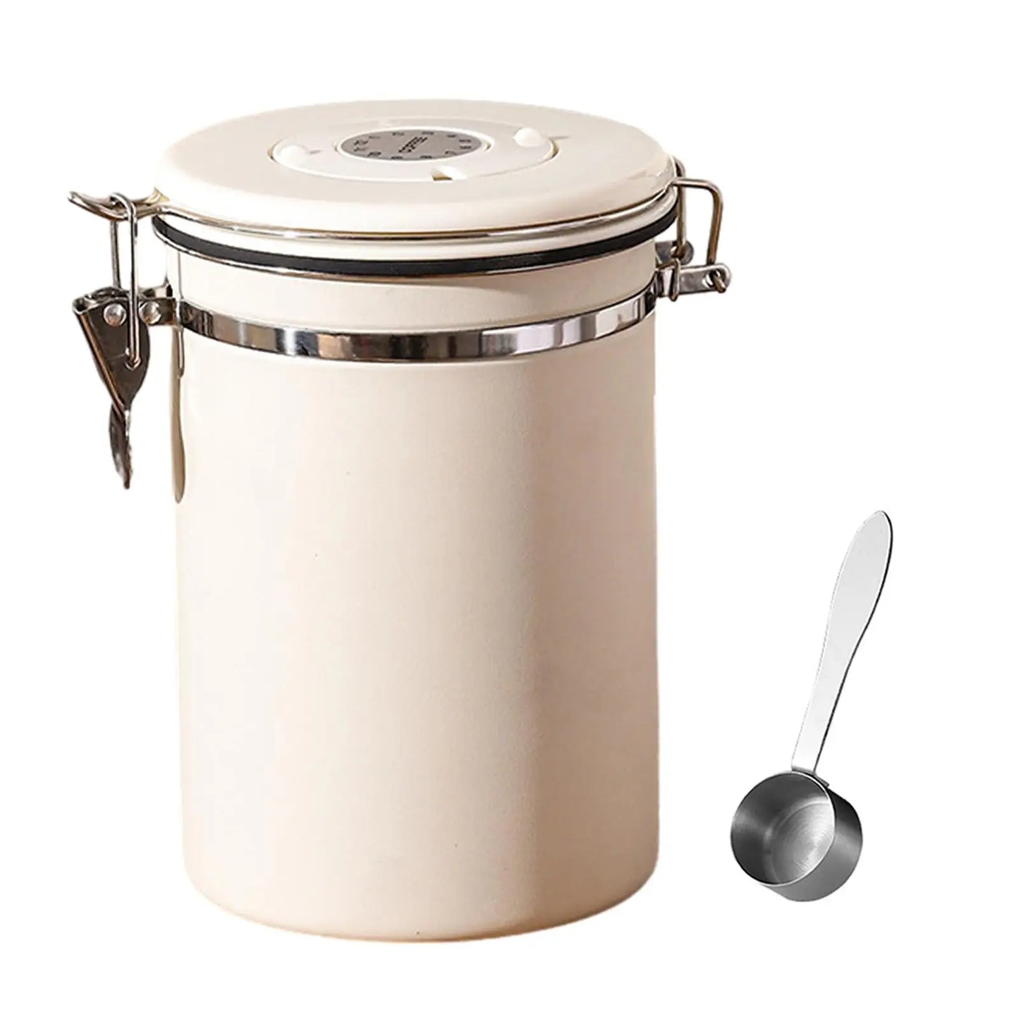 Coffee Bean Container and Spoon Airtight Stainless Steel Storage Jar