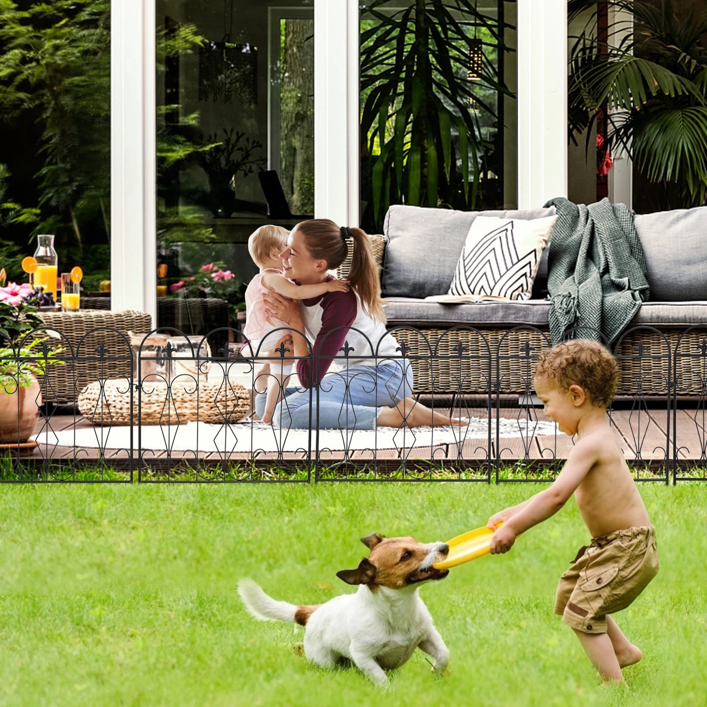5 Piece Decorative Garden Fence Outdoor Coated Garden Border Edging Landscape Wire Fencing Picket Animal Barrier Fence