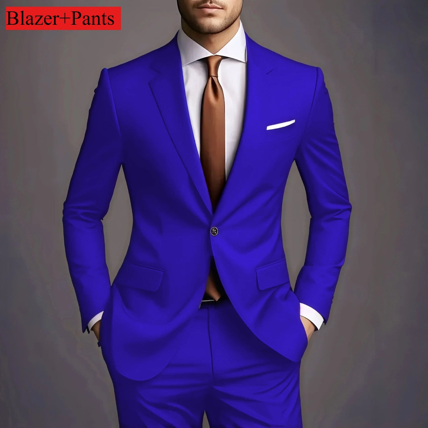 (Jacket +Pants) 2025 New Luxury Elegant Men's Suits 2 Piece Set Fashion Korean Casual Slim Fit Social Groom Wedding Tuxedo