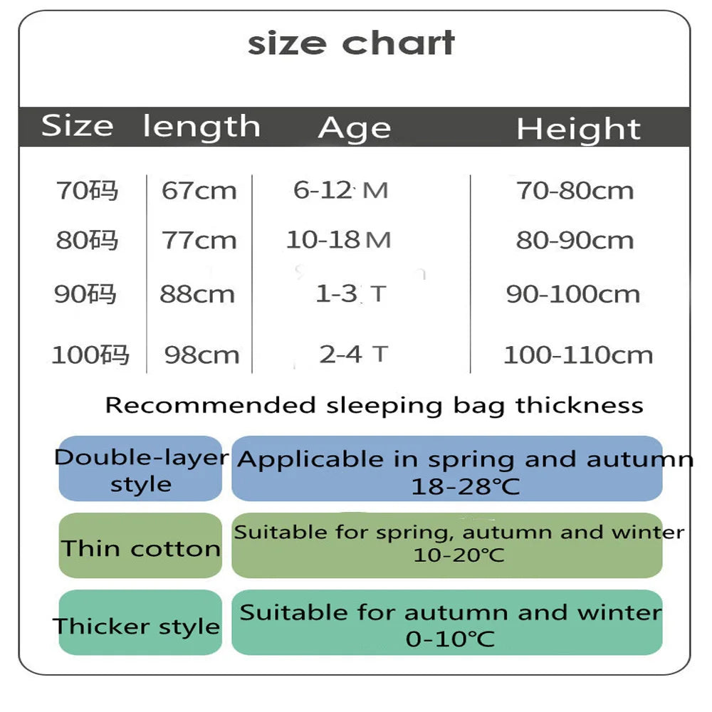 Baby Cartoon Split Legged Sleepsacks With Detachable Sleeves For Boys And Girls Children's Sleeping Bag Autumn And Winter Thickened Cotton