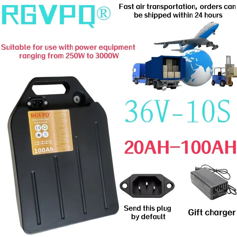 Air Fast Transportation 36V 100AH 18650 Lithium Battery Pack Suitable for Motors Below 3000W