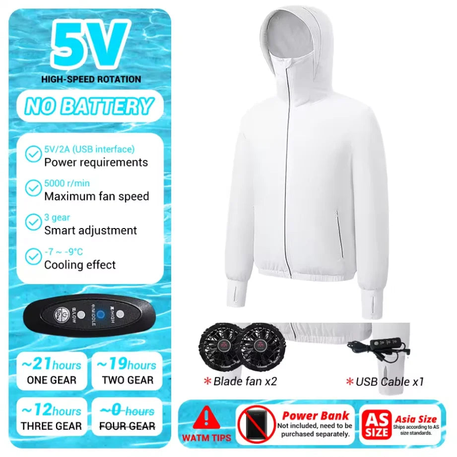 Men's Outdoor Summer Coat with USB Electric Fan Cooling Jacket Air Conditioning Fan Clothes for Heatstroke Protection