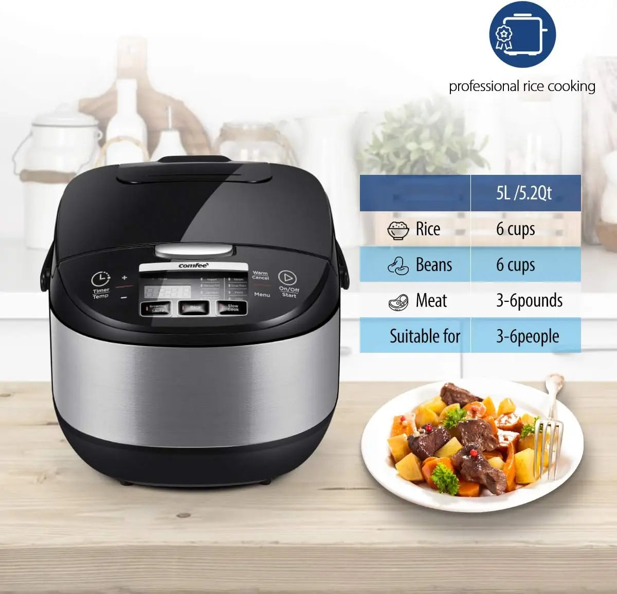 Rice Cooker, Japanese Large Rice Cooker with Fuzzy Logic Technology,10 Cup Uncooked/20 Cup Cooked, 24-Hr Delay Timer