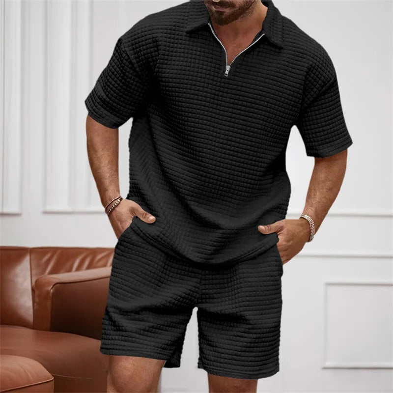 Men s Casual Outfit Short Sleeve Tee with Drawstring Shorts Set for a Stylish Summer Look