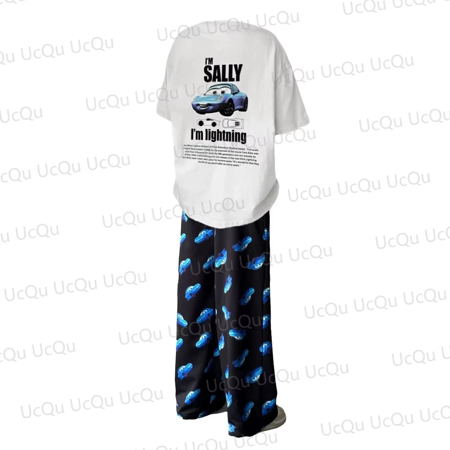 2025 The Cars Lightning McQueen And Sally Summer Cotton T-Shirt With Pajama Pants Oversized Suit For Adults And Kids Unisex Clothing