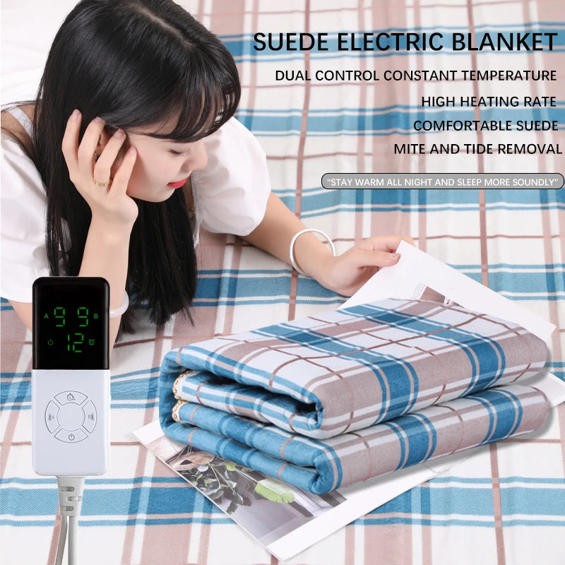 Electric Heating Flannel Blanket Automatic Thermostat Double Body Warmer Bed Mattress Electric Heated Carpets Mat Pad EU 220V