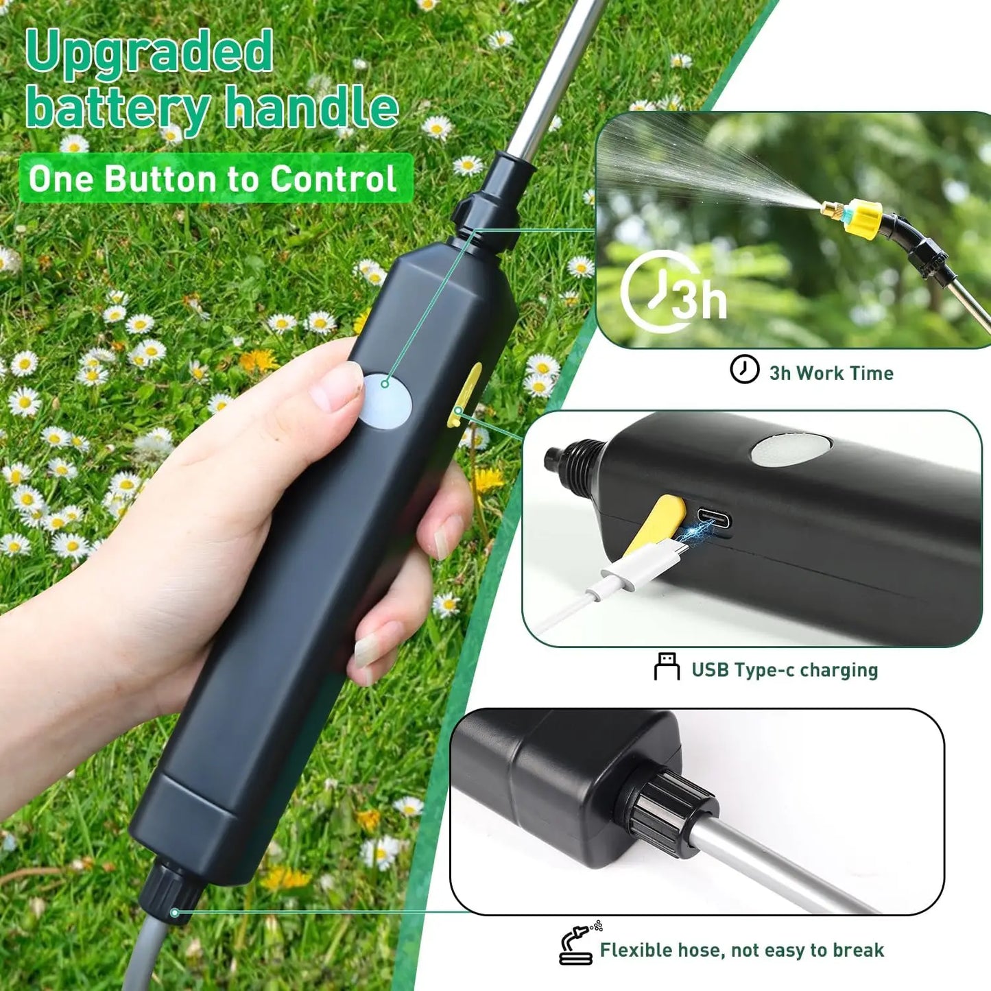 Shoulder Style Electric Sprayer 8L Watering Can With Spray Gun USB Rechargeable Automatic Garden Plant Mister