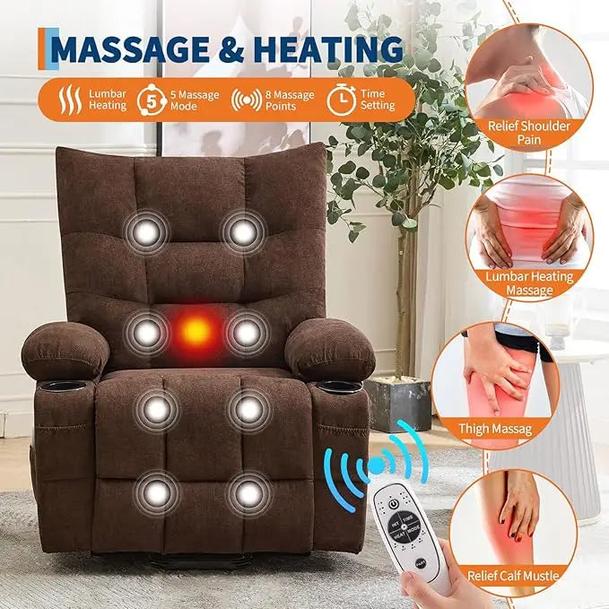 Power Lift Recliner Chair for Elderly - Electric Massage & Heat Recliner with 45° Assist Stand, Living Room Sofa for Small Space