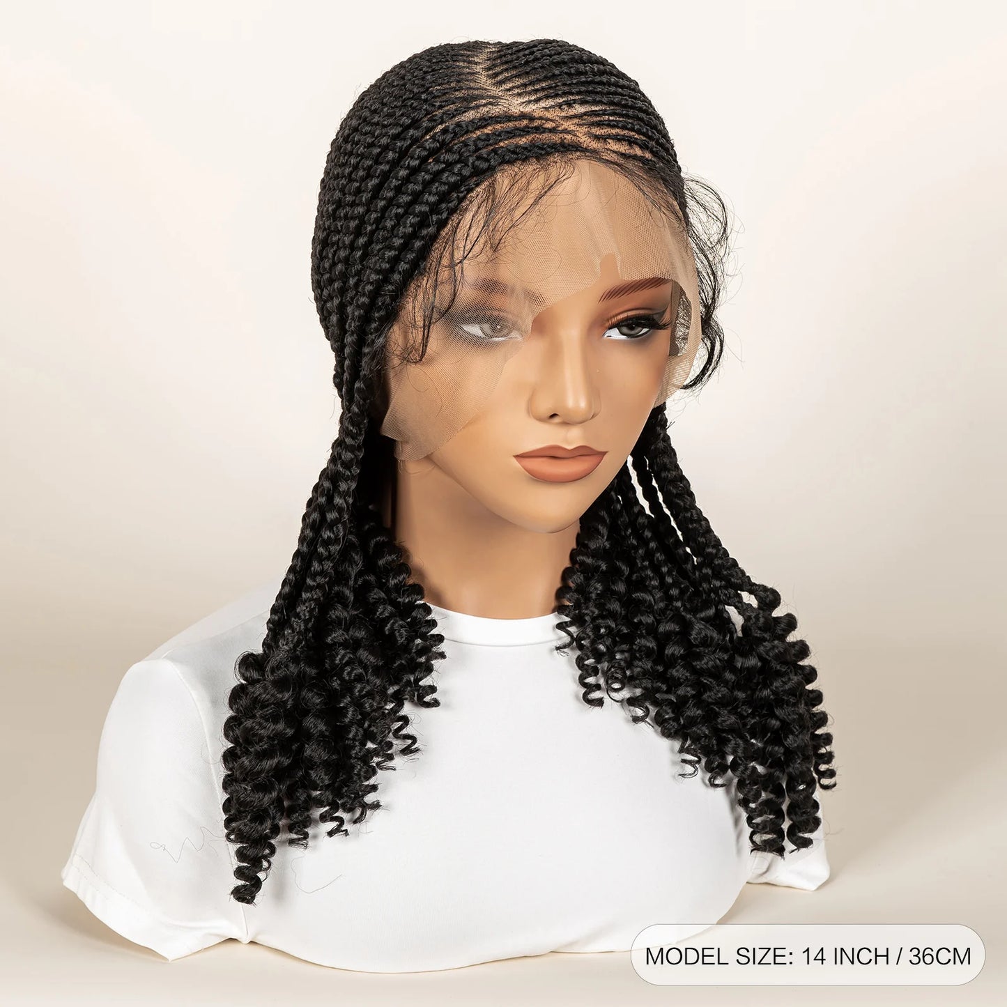 Synthetic Cornrow Braided Wigs for Women 14 Inch Full Lace Braids Wig Short Black Knotless Wig 2025 New Hairstyle