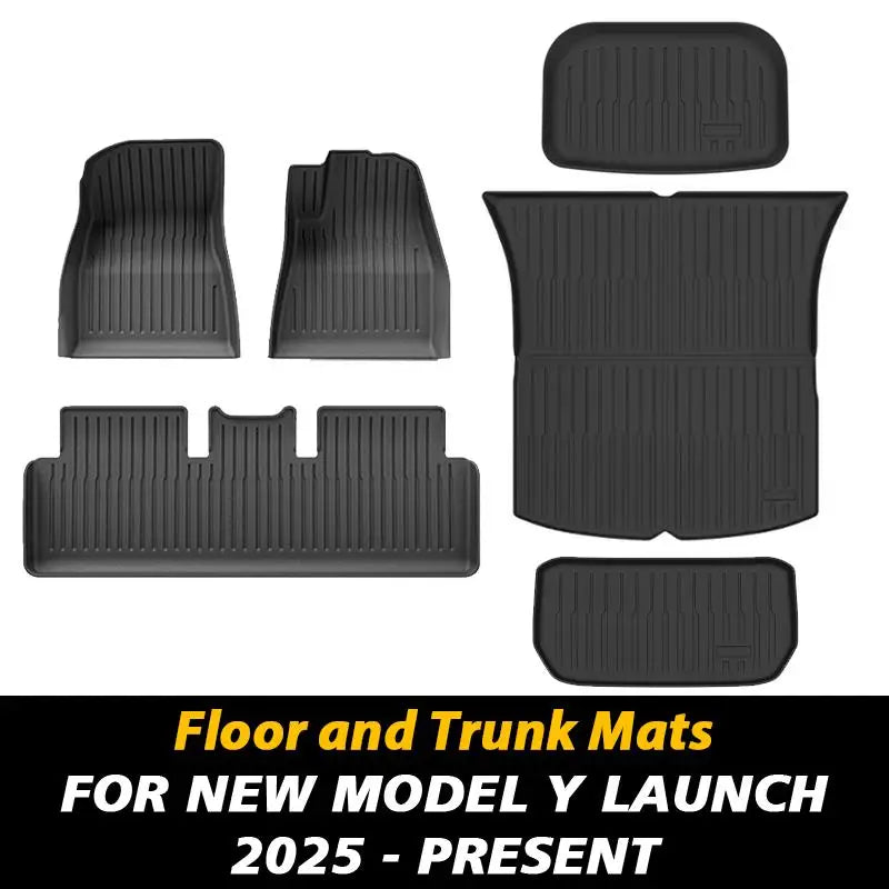 For New Tesla Model Y 2025 Juniper TPE All Weather Floor Mats and Cargo Liner Seat Backrest Mats