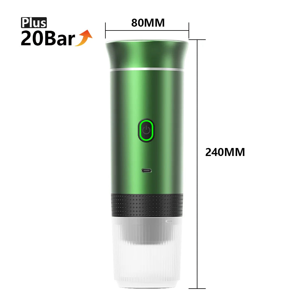 Wireless Electric Portable Espresso Coffee Machine for Car and Home Camping 3-in-1 Capsule Powder Travel Coffee Maker