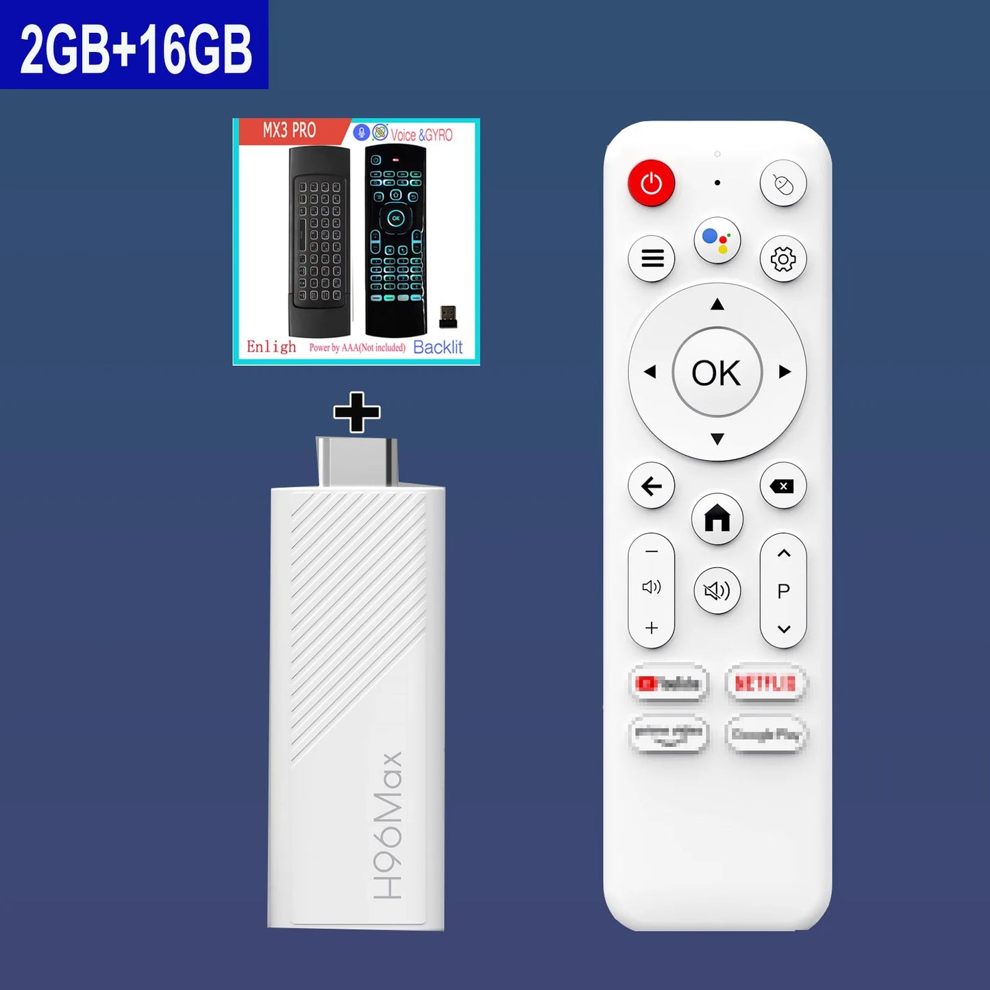 H96 Max Android TV Stick Allwinner H313 2.4G Wifi 5G Wifi6 Dual Band 8GB 16GB 4K 3D HDR Google Voice Remote DC 5V 2A