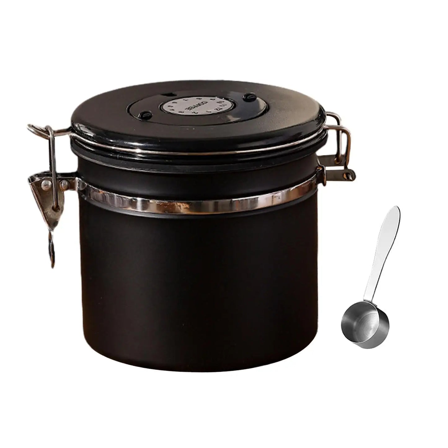 Coffee Bean Container and Spoon Airtight Stainless Steel Storage Jar