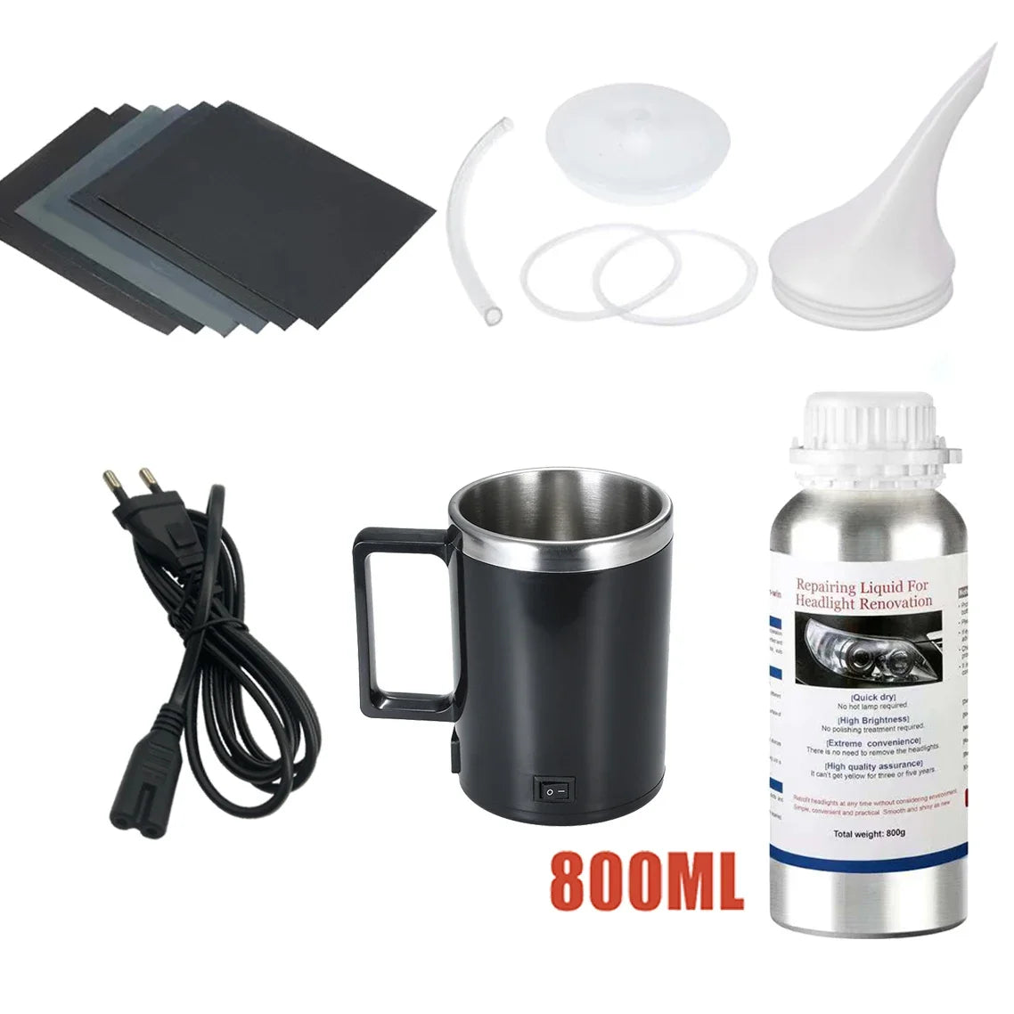 Car Headlight Polishing Kit 800ML Headlight Restoration Liquid Polymer Auto Headlamp Renovation Repair Clean Tool