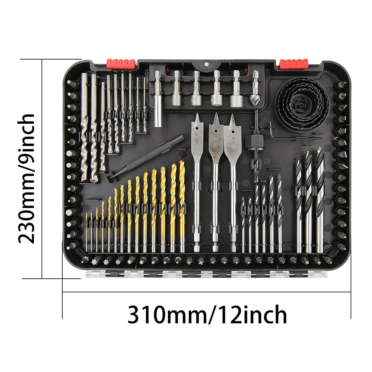 100 Pieces Drill Bit Set for Metal Wood Masonry and Plastic High Speed Steel Twist Driver Bits