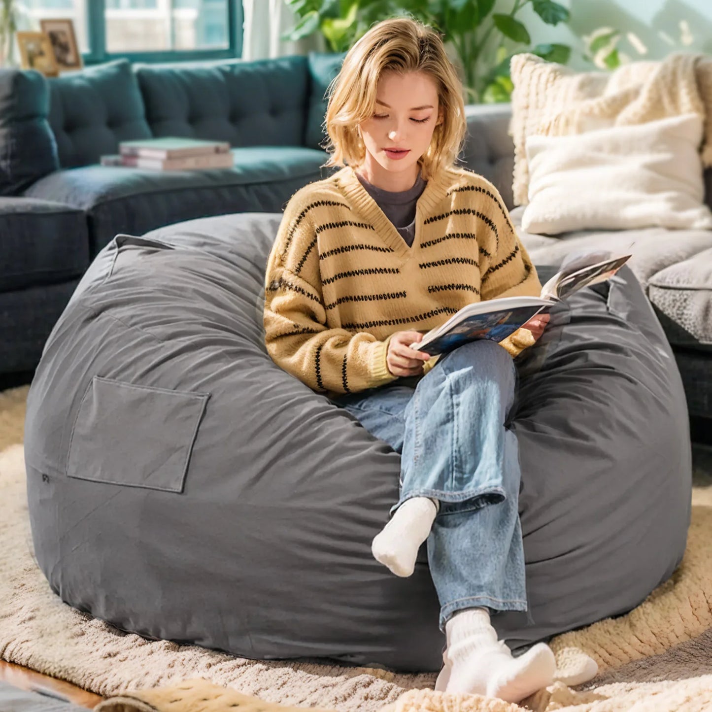 JHK Oversized Bean Bag Chair For Gaming And Reading