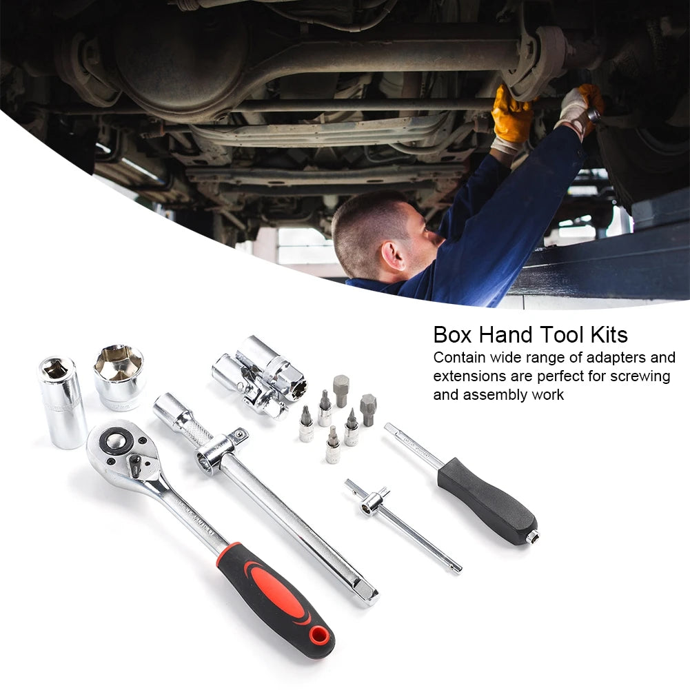 108Pcs Ratchet Wrench Socket Set 1/4 Inch 1/2 Inch CR40 Steel Tool Case Hand Tool Kit