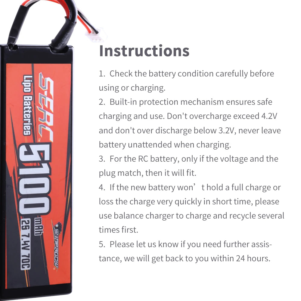 Sunpadow LiPo Battery 5100mAh 70C Hard Case XT60 Plug