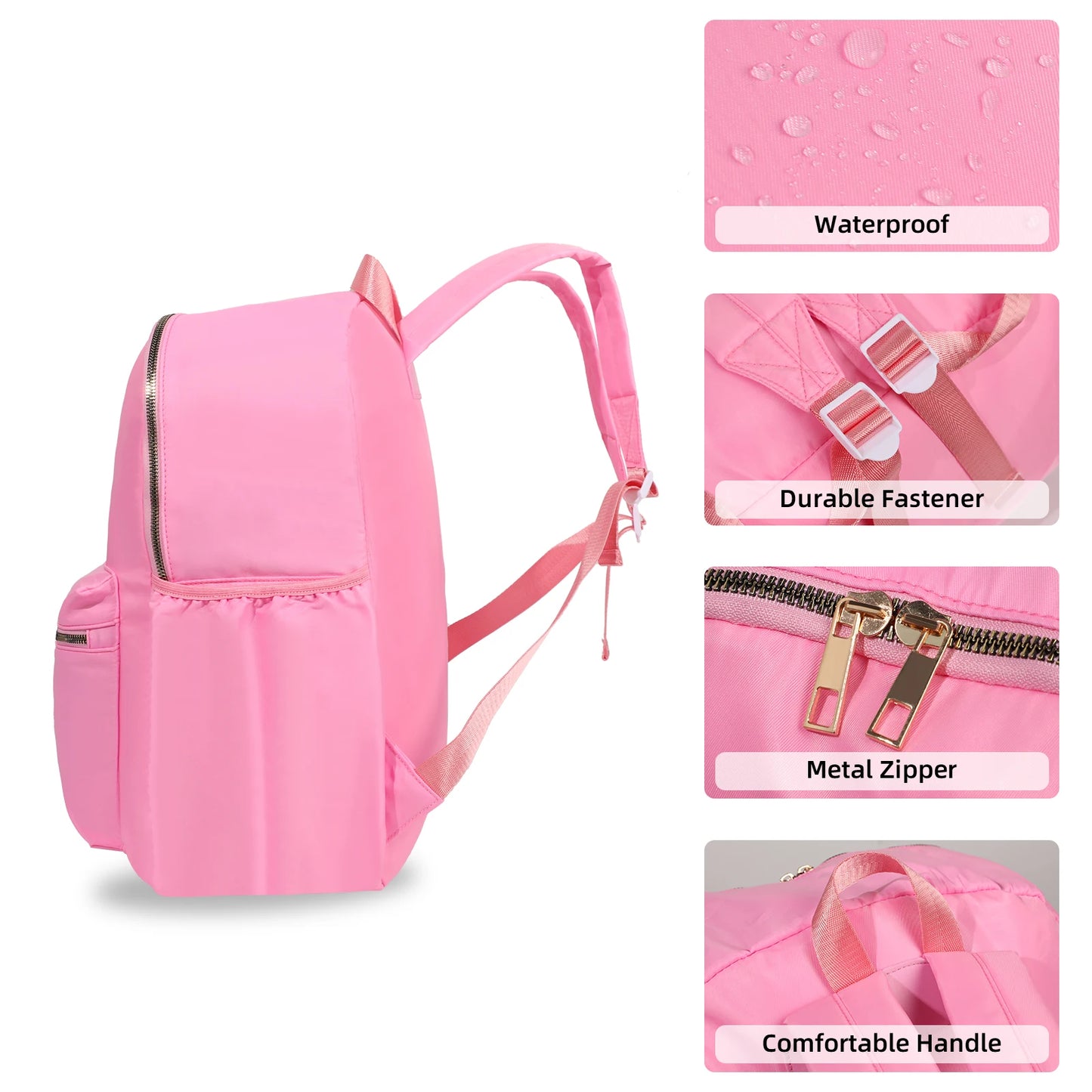Solid School Backpack for Women and Girls Lightweight Waterproof Classic Student Travel Bag for Kids and Teenagers Casual Simple Design