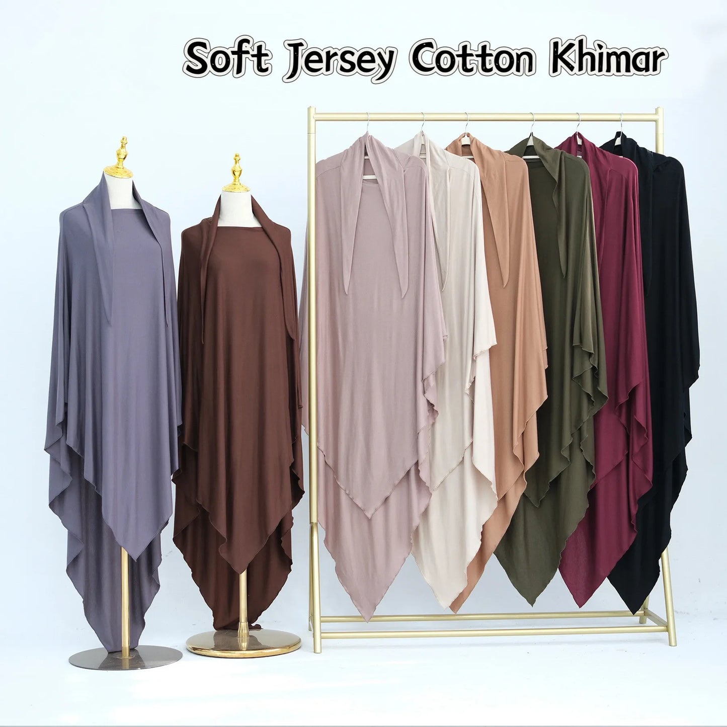Jersey Cotton Khimar Long Hijab Scarf for Muslim Women Eid Djellaba Ramadan Prayer Garment Burqa Niqab Abaya Robe