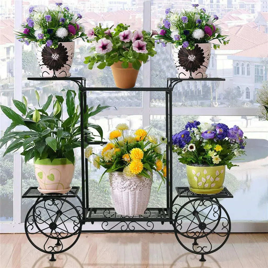 Large Metal Plant Stand Indoor 6 Tier Garden Cart Plant Holder Wrought Iron Display Shelf Rack Outdoor Decor