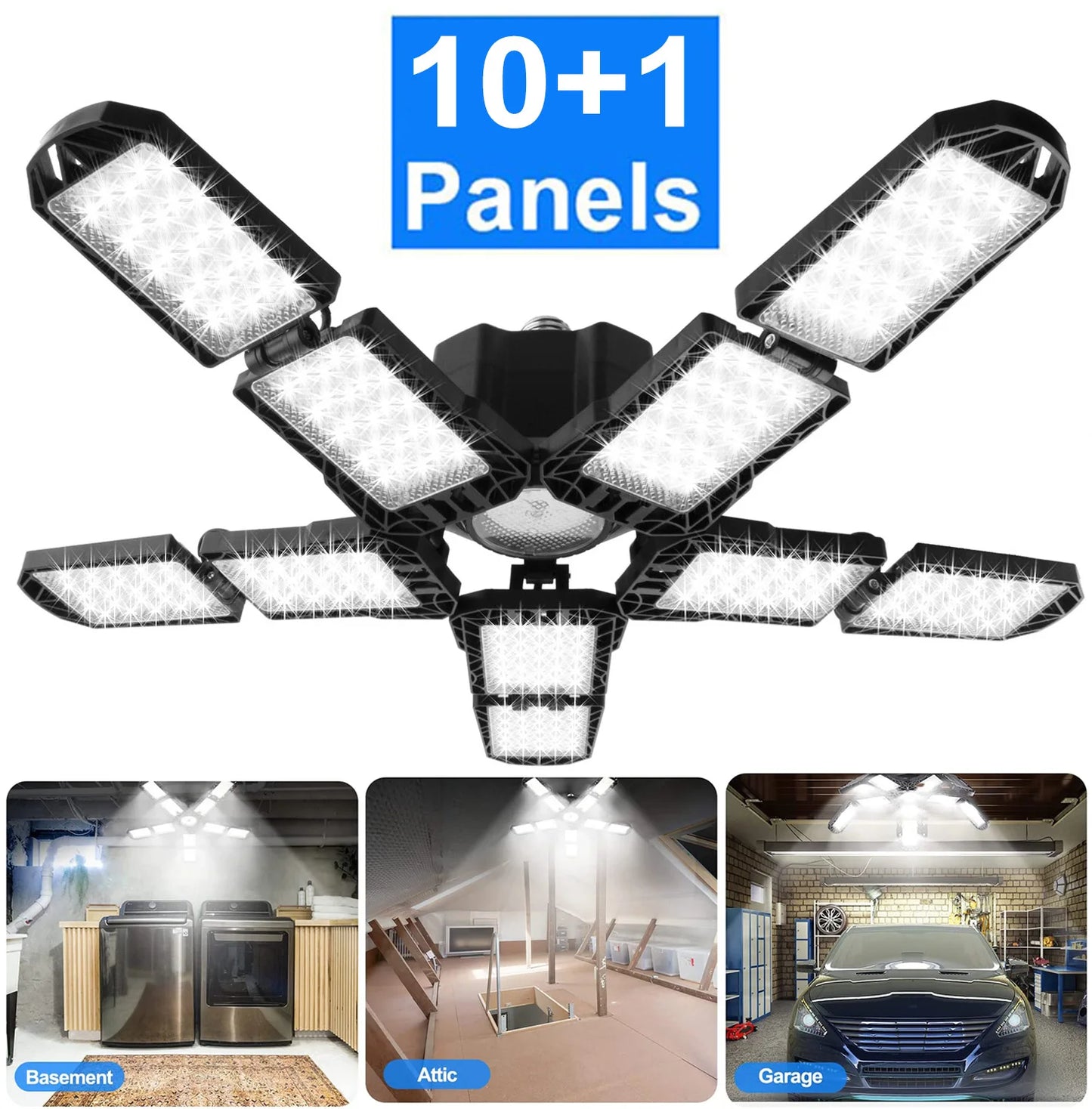 Deformable Ceiling LED Garage Lights 6500K Shop Light for Industrial Workspace