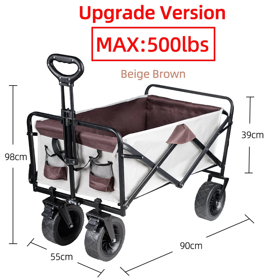 Collapsible Folding Utility Beach Cart Wagon Heavy Duty Large Capacity Portable Garden Camping Trolley