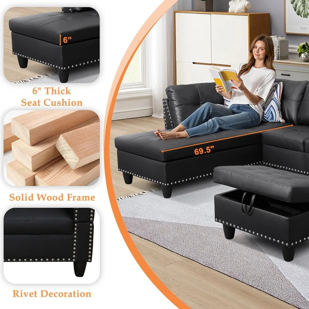 ZHUXIANG L Shape Sectional Sofa Couch Modern Living Set