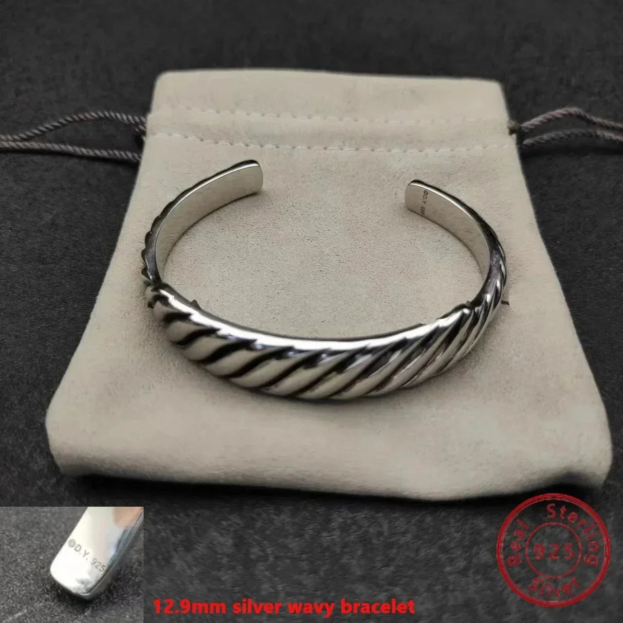 High Quality Fashion 925 Silver DY Star Cuff Bracelet for Women with Zircon Stone