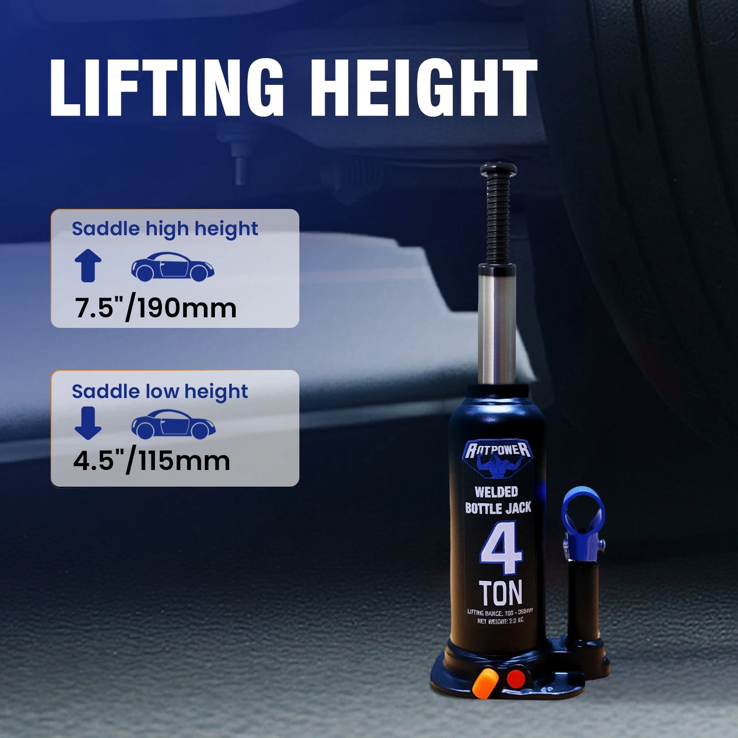 AntPower Bottle Jack Hydraulic Jack 4T Portable Hydraulic Bottle Jack Automotive Life for Car Truck Tractors Vehicle Repair Tool