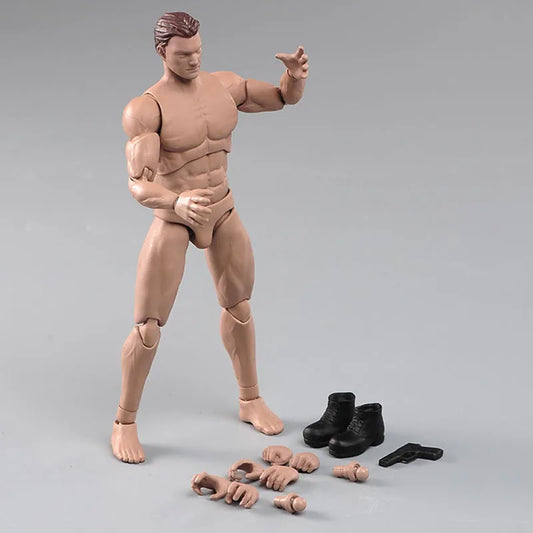 Ant AM116 1/12 Scale Male Muscle Action Figure Flexible Joint Strong Body Model with Head Hands Gun and Shoes